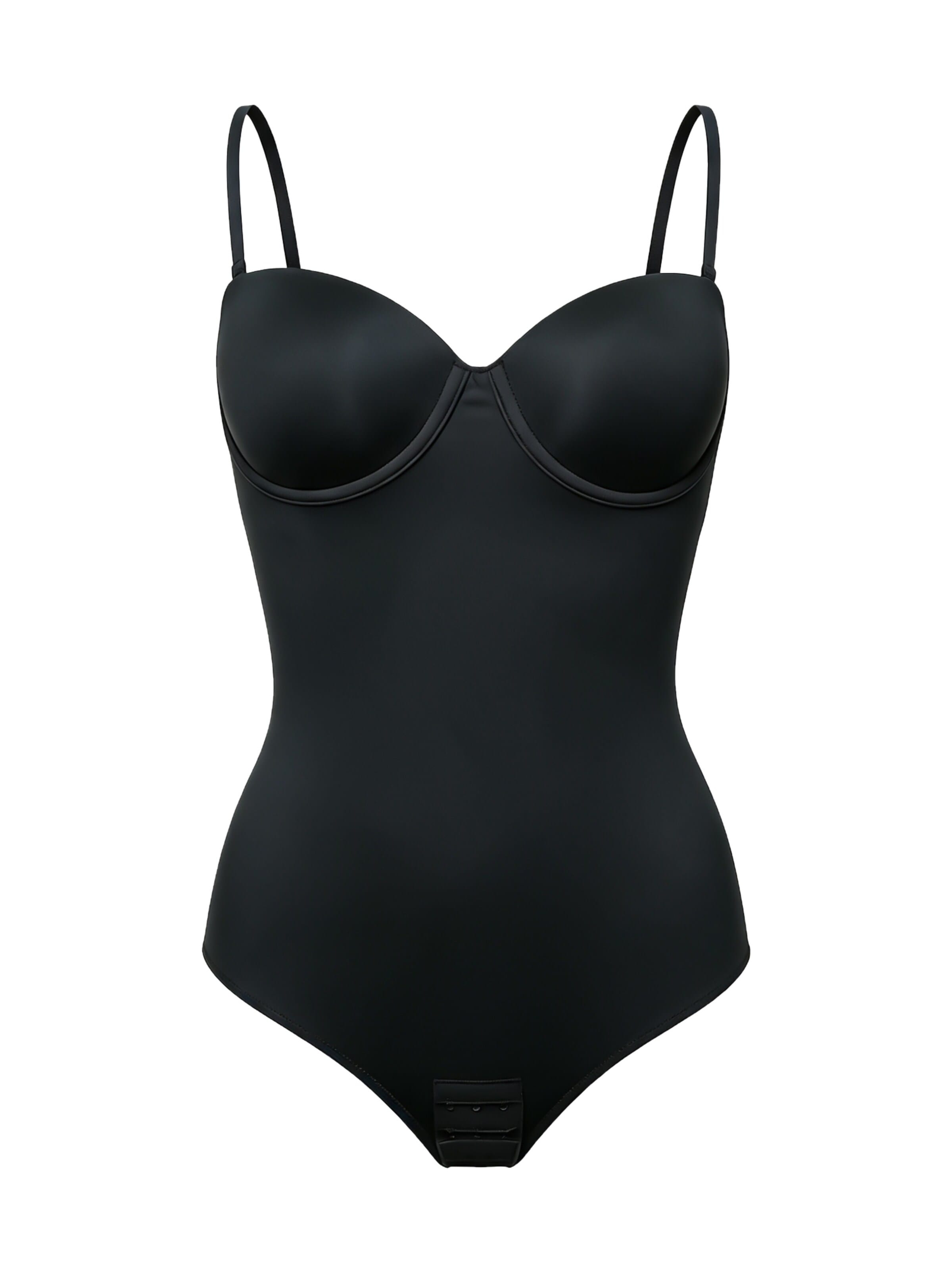 cfab - Body moldeador 'Push-Up Bodysuit mit String' en negro: frente