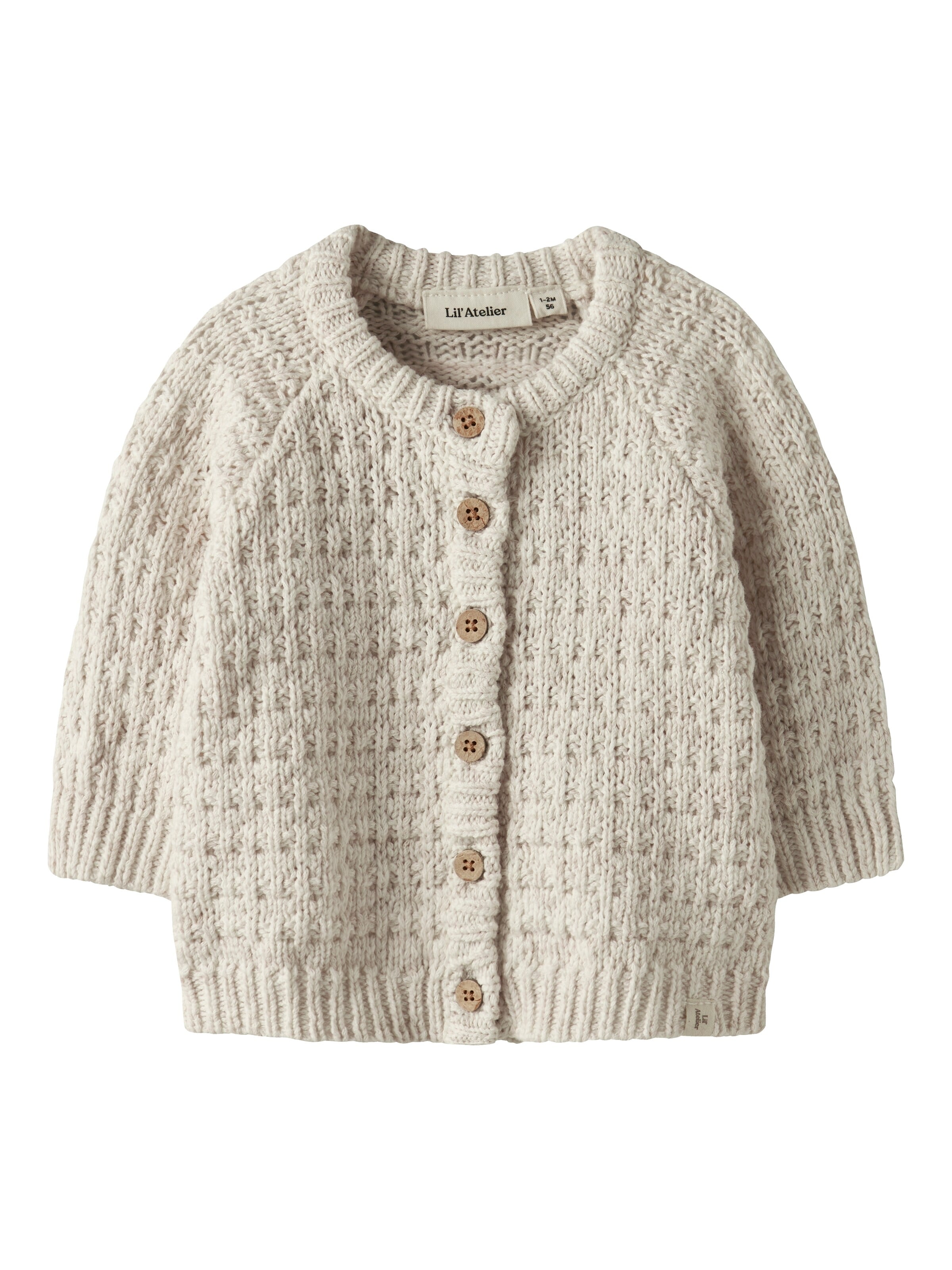 Lil'Atelier Knit Cardigan 'NBFBELLA' in Beige: front