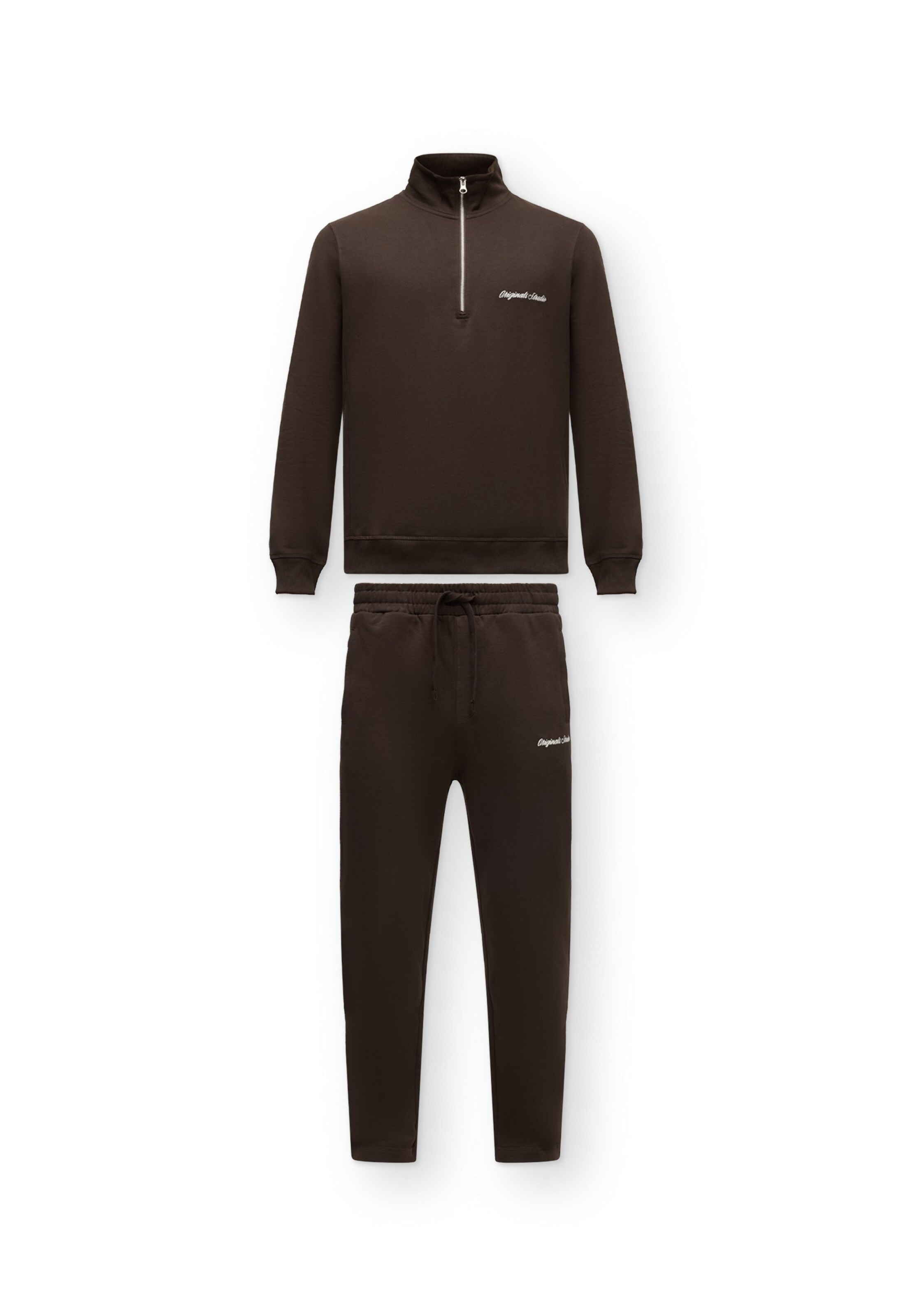 JACK & JONES Joggingová súprava 'JORNORREBRO', veľkosť XS - hnedá / biela, Produkt