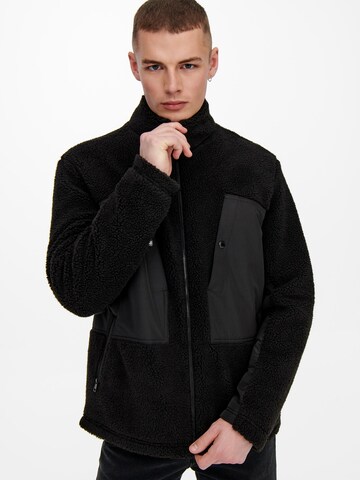 Only & Sons Fleecejacke in Schwarz