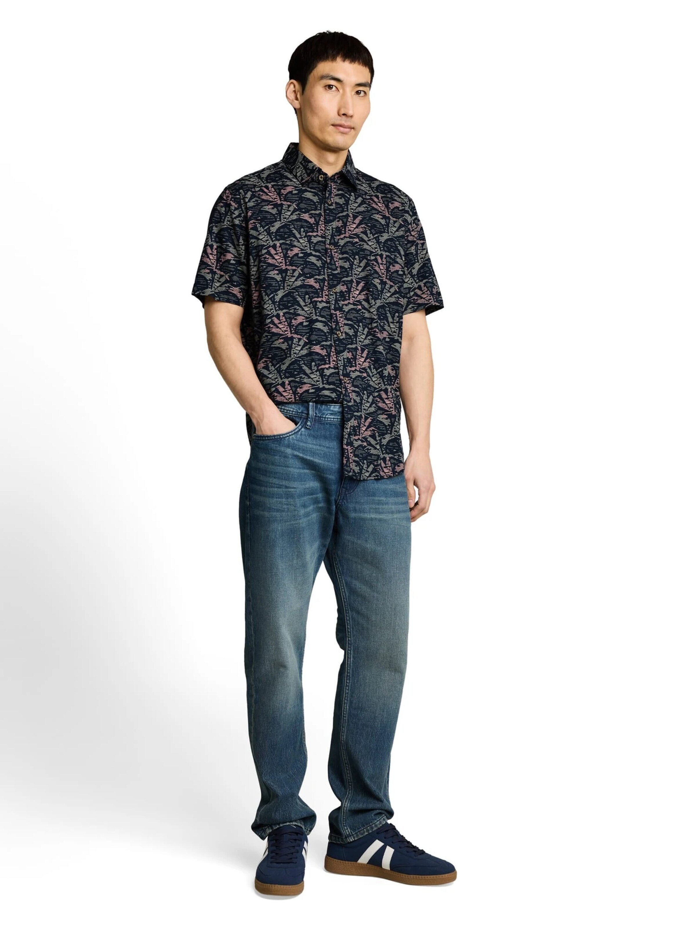 TOM TAILOR Comfort fit Button Up Shirt in Blue