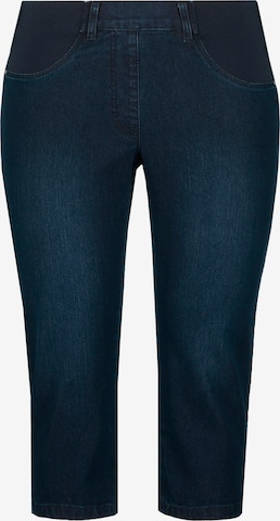 Ulla Popken Slimfit Jeans in Blauw: voorkant