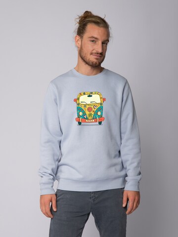 Watapparel Sweatshirt ' Hippies Bus ' in Blue: front