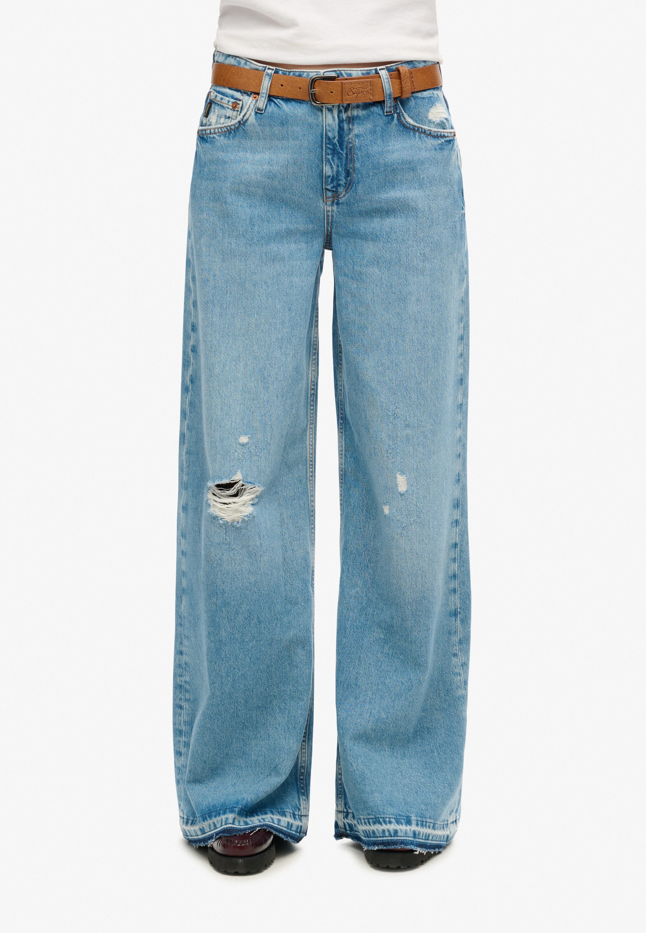Superdry Wide leg Jeans in Blauw: voorkant