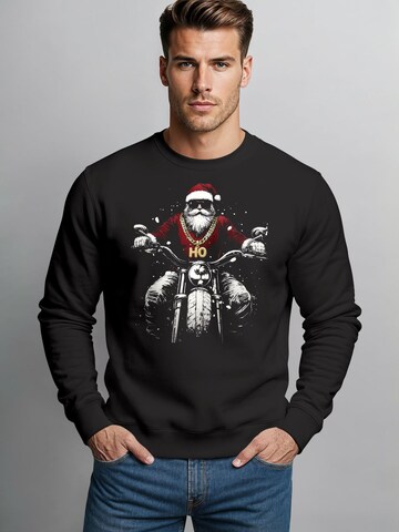 Neverless Sweatshirt 'Santa Biker' in Schwarz