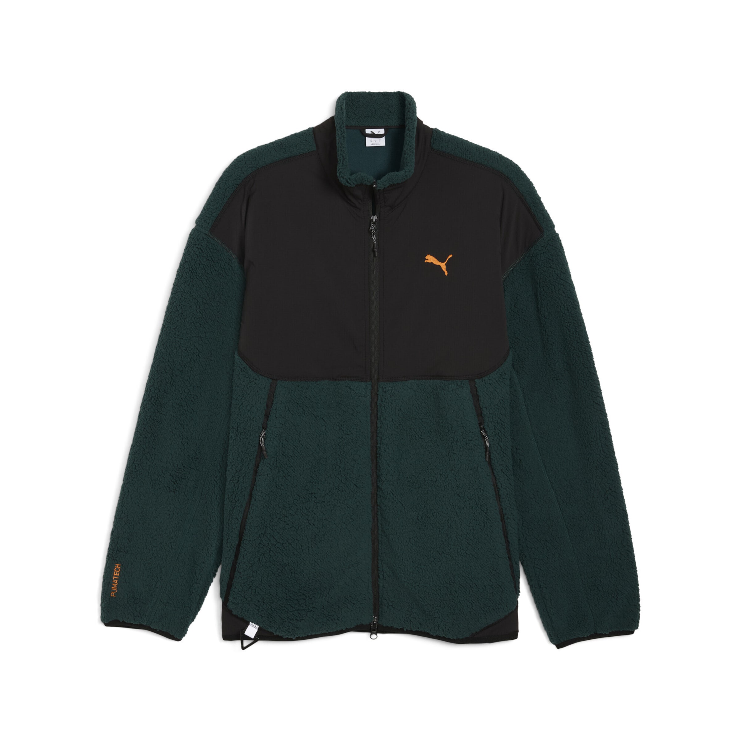 PUMA Fleece Jacket in Dark green / Orange / Black, Item view