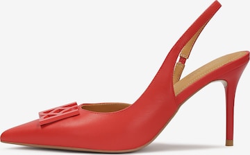 sarkans Kazar Augstpapēžu kurpes: no priekšpuses
