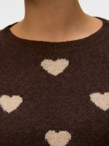 VERO MODA Sweater 'AWHeart' in Brown