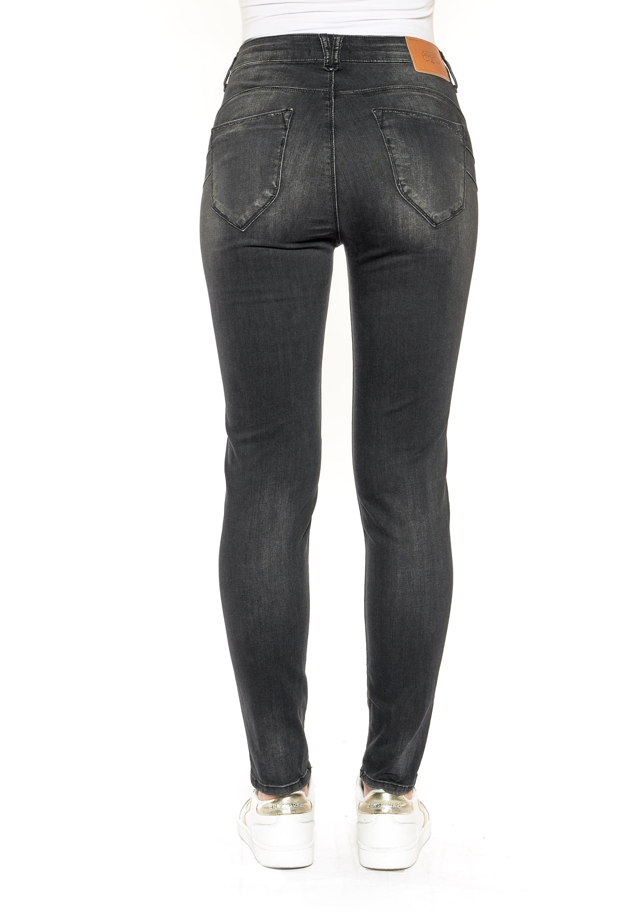 Le Temps Des Cerises Slimfit Jeans 'Pulphigc' in Zwart