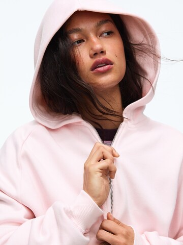 Bershka Sweat jacket in Pink: front