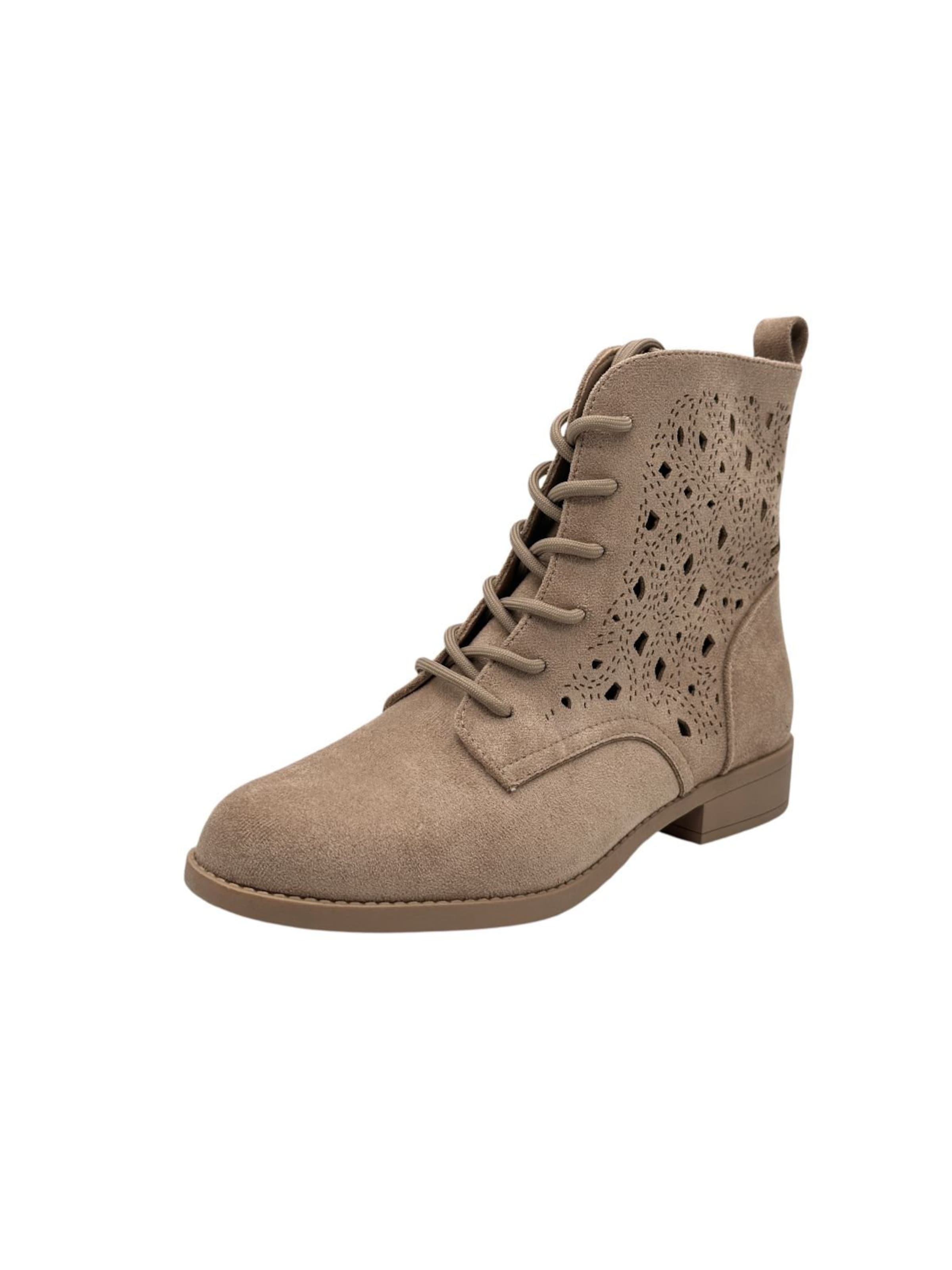 Nowaland Lace-Up Ankle Boots in Beige: front