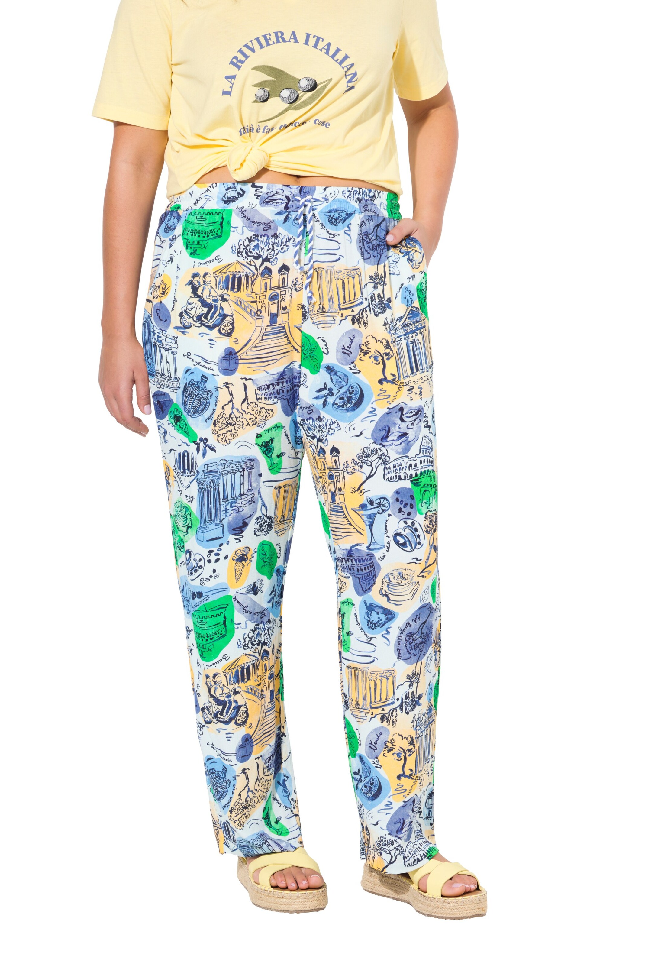 Ulla Popken Loosefit Broek in Blauw: voorkant