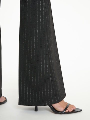 Ana Alcazar Flared Trousers with creases 'Tawera' in Black