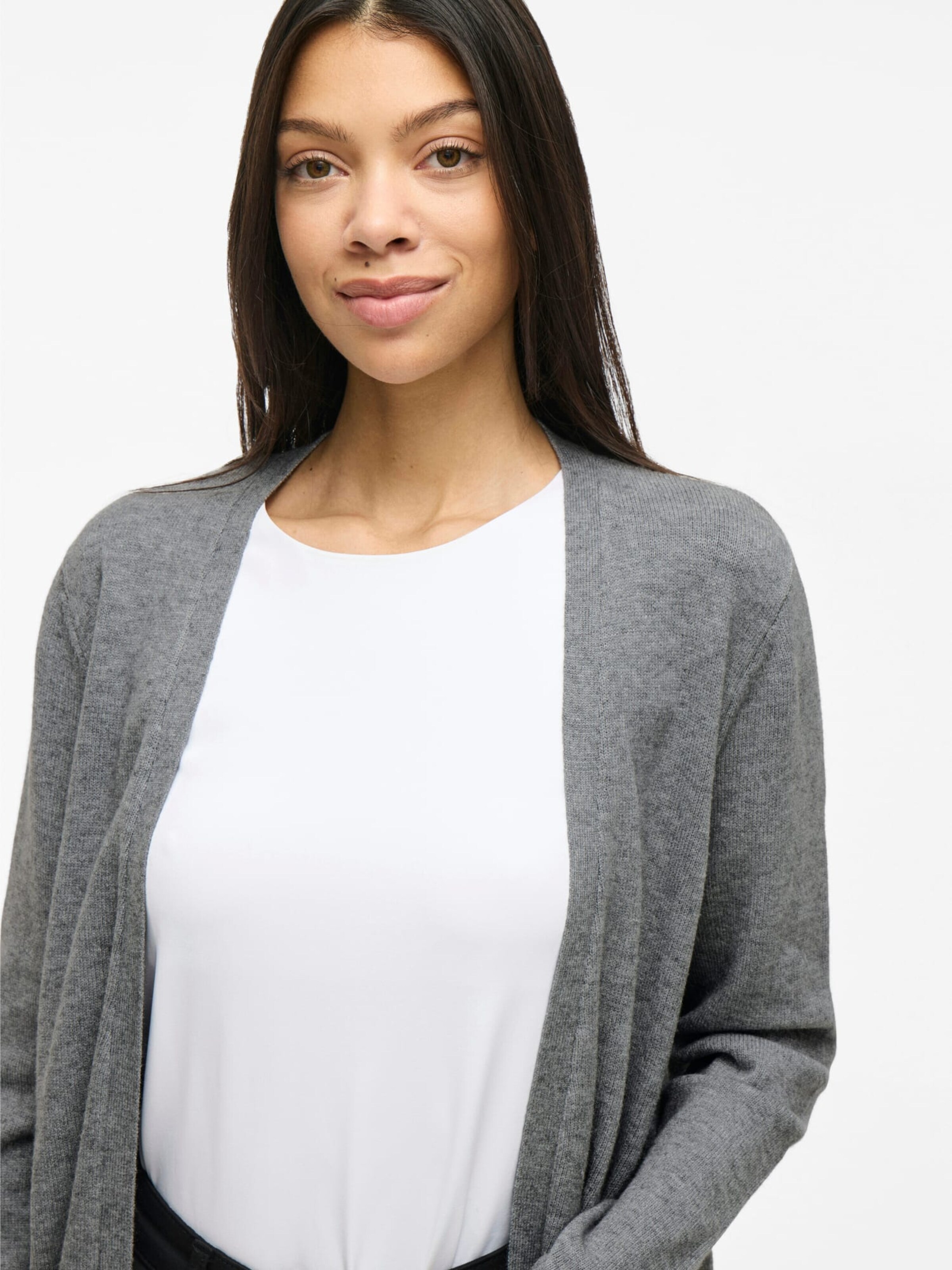 VILA Gebreid vest 'RIL' in Grijs