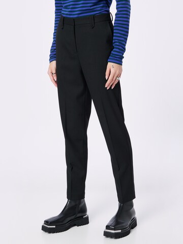 ESPRIT Slim fit Trousers with creases in Black: front