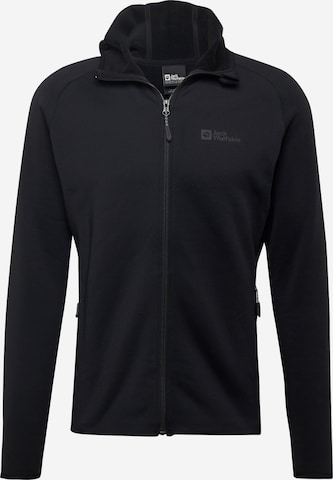 JACK WOLFSKIN Athletic Fleece Jacket 'Baiselberg' in Black: front