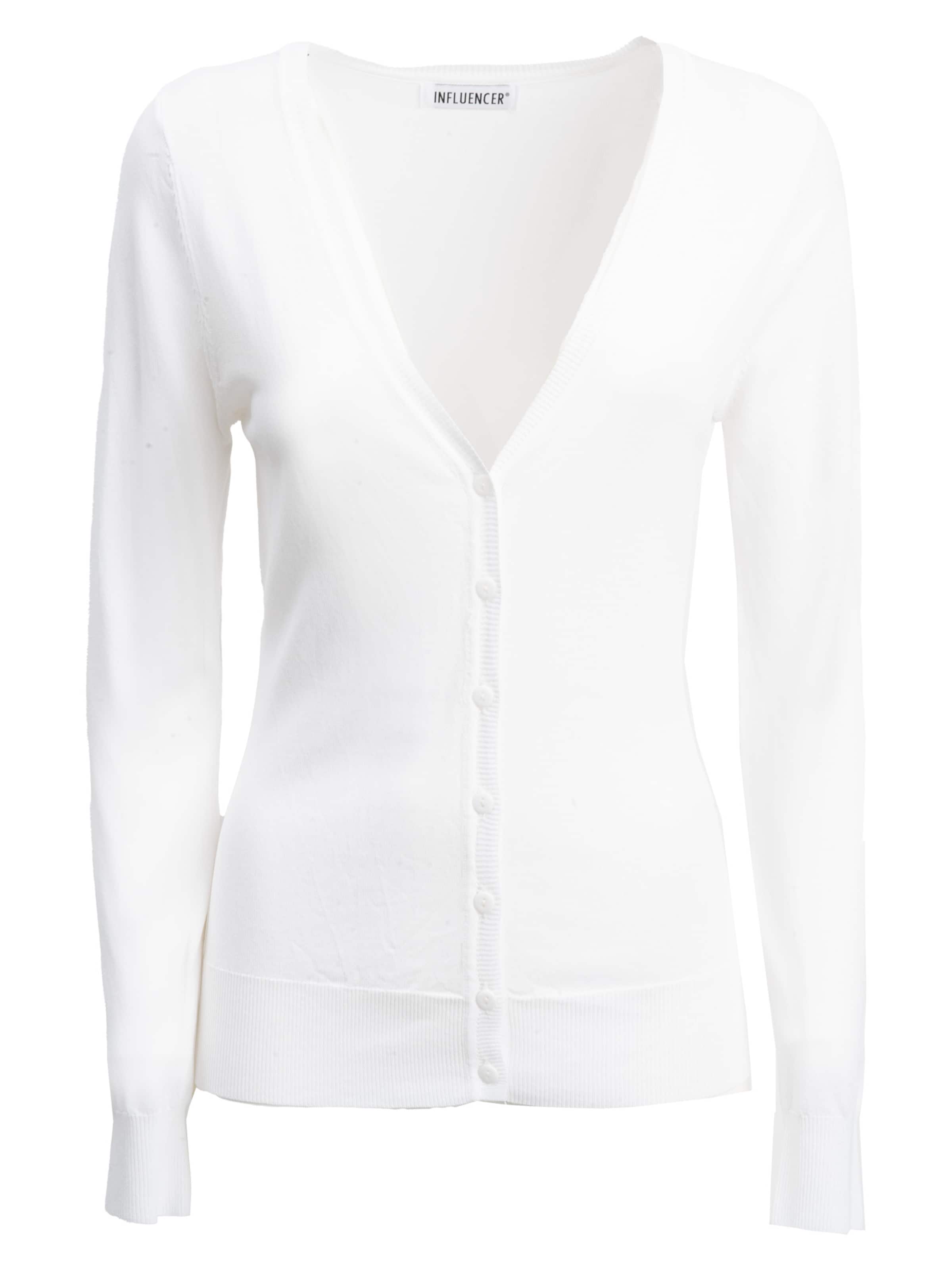Influencer Πλεκτή ζακέτα σε λευκό: μπροστά