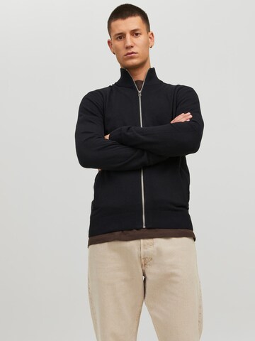 JACK & JONES Knit Cardigan 'Emil' in Black: front