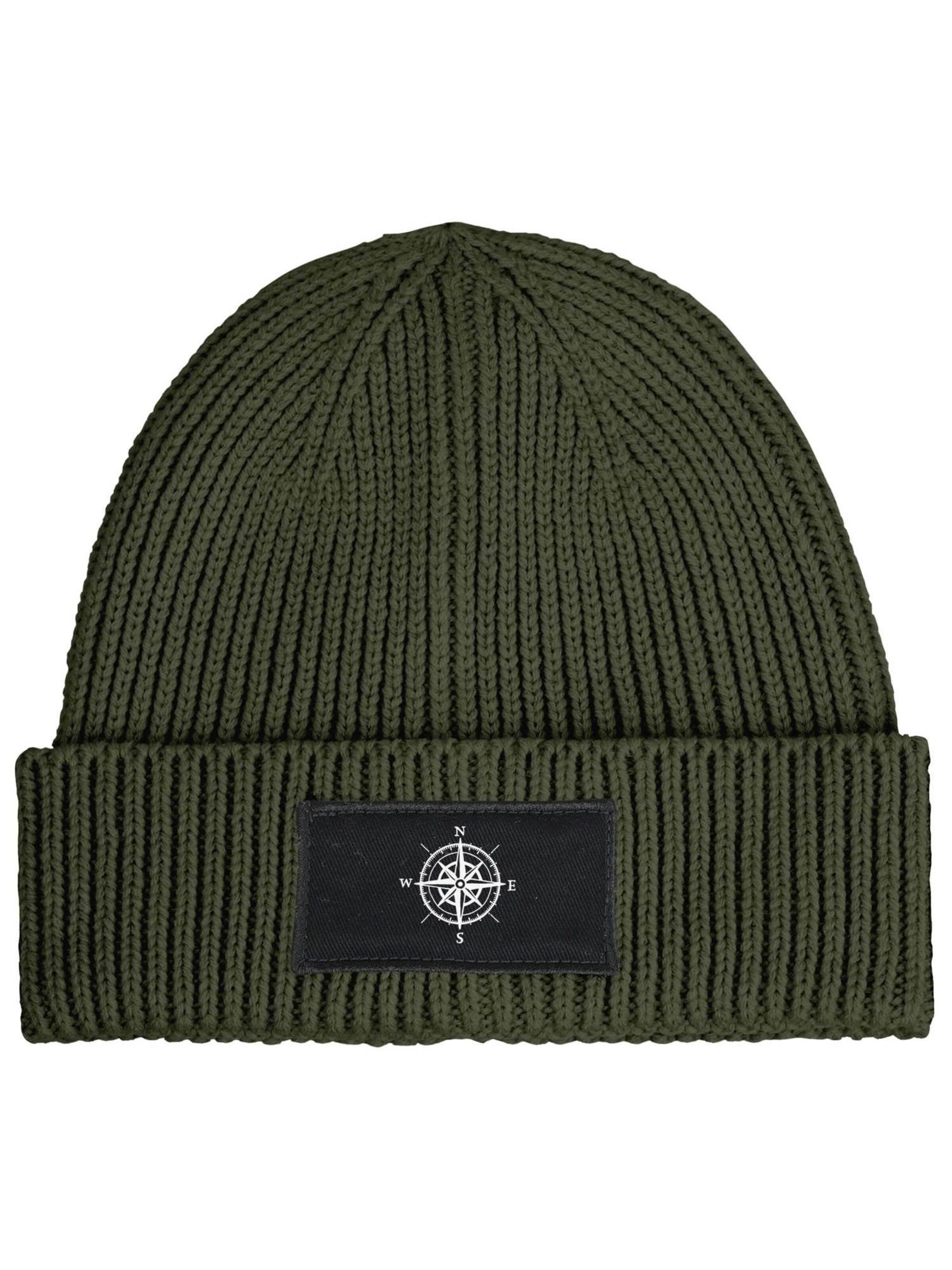 Neverless Beanie 'Kompass' in Green: front
