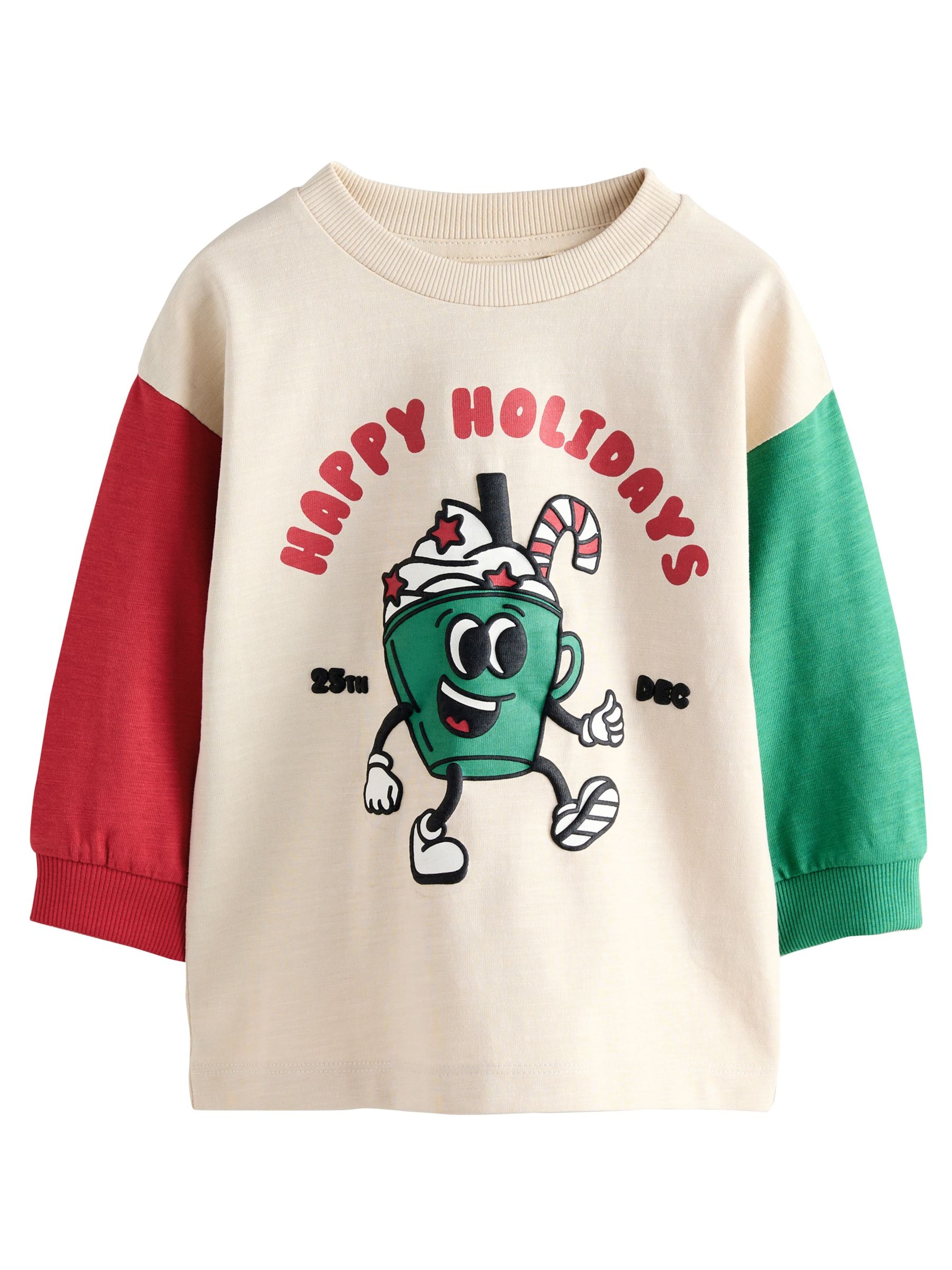 Next Camiseta en taupe / verde / rojo / blanco, Vista del producto