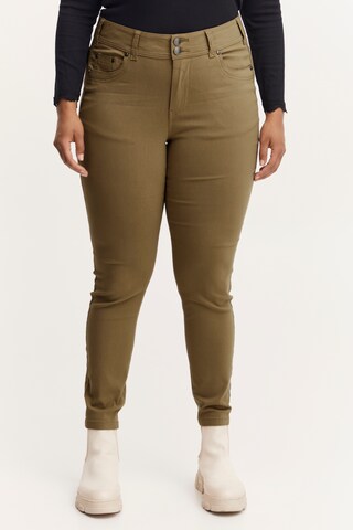 Fransa Curve Skinny Chino Pants 'ZALIN ' in Green: front