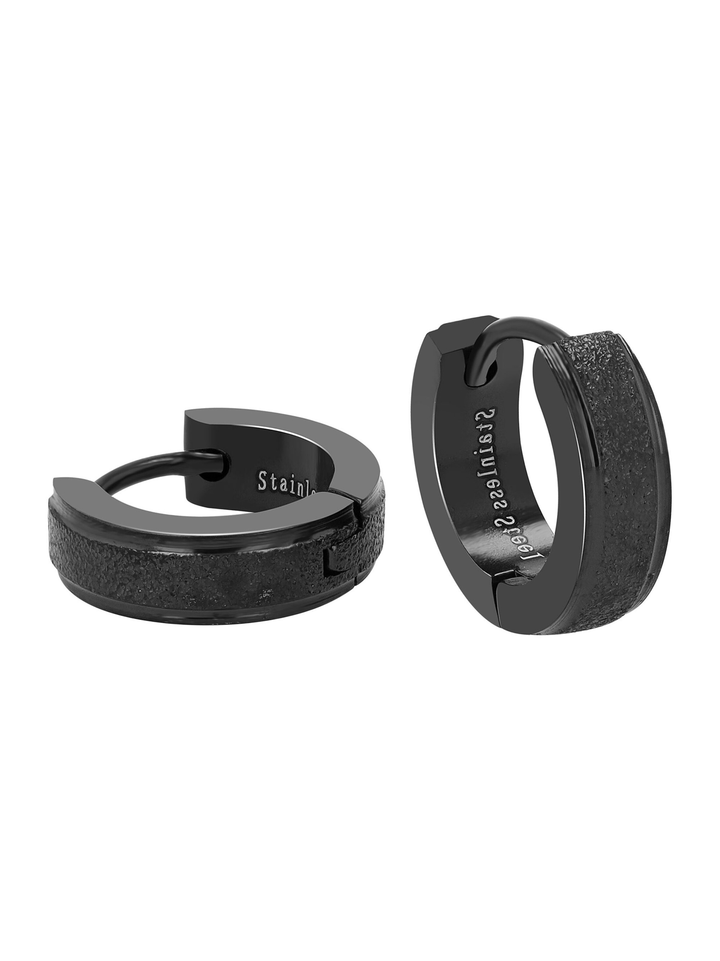 Akzent Earrings 'Edelstahl, D: 9 mm/ 4 mm breite, hautverträglich' in Black: front