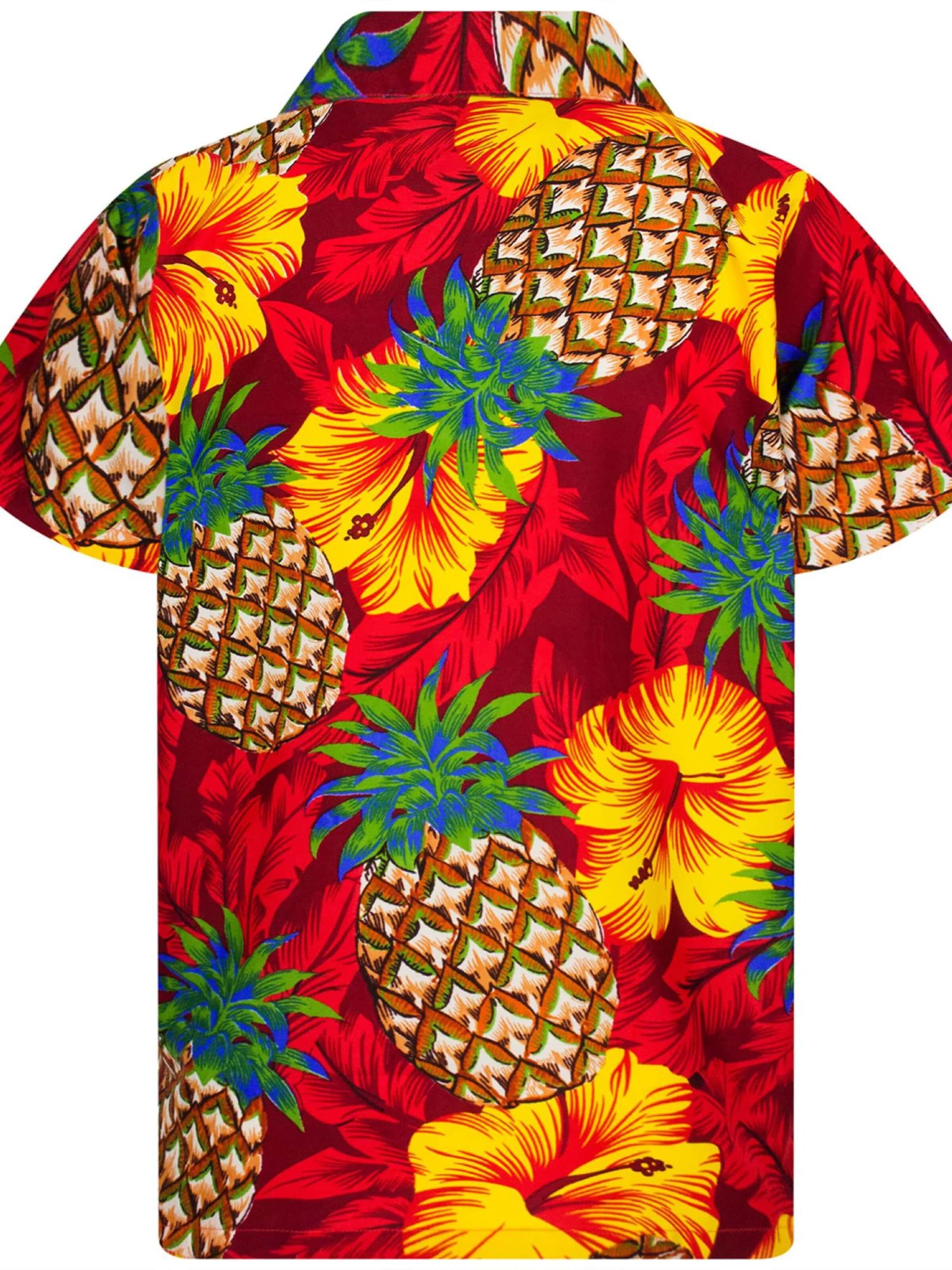 King Kameha Shirt 'Pineapple Hibiscus'‌‌‌‌‌‌‌‌‌ in Rot