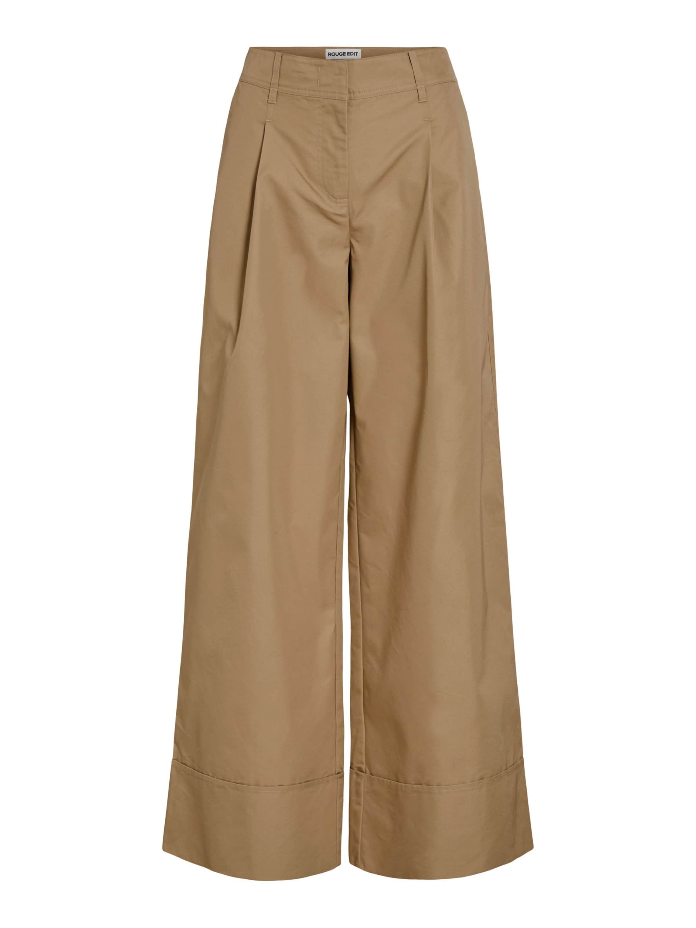 ROUGE EDIT Wide leg Bandplooibroek in Bruin: voorkant