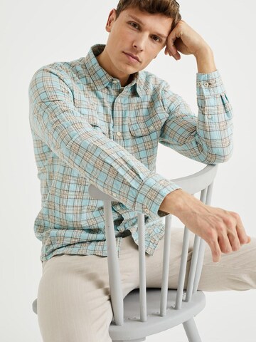 WE Fashion Regular fit Button Up Shirt in Blue