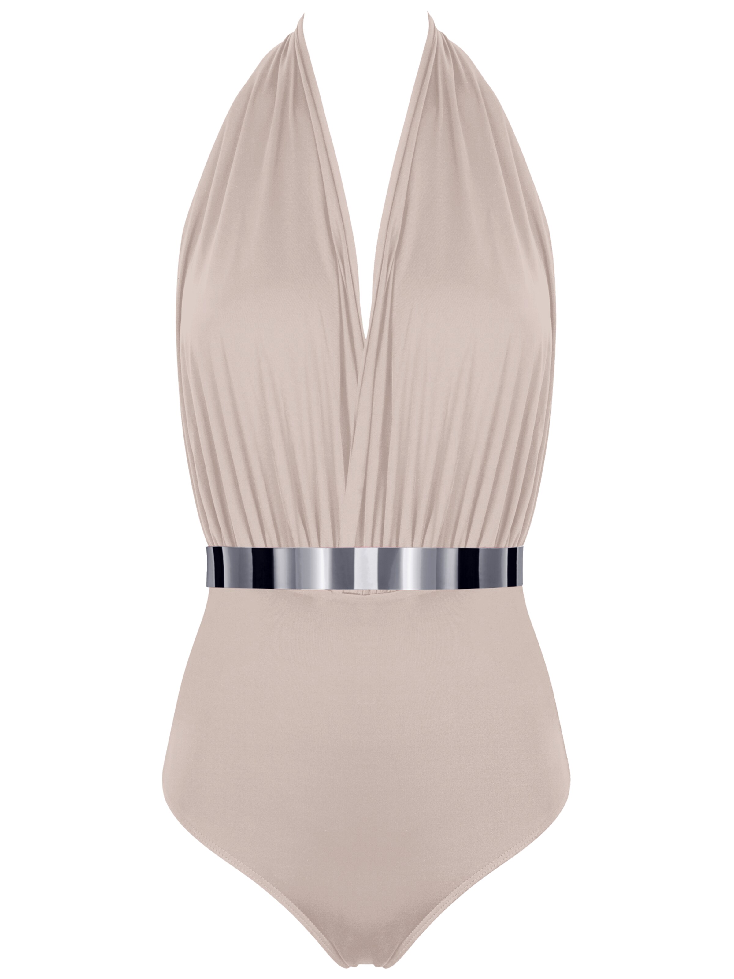 SEA ME SWIM High neck Badeanzug 'ST. TROPEZ Silver Edition'‌‌‌‌‌‌‌‌‌ in Beige: Vorderseite