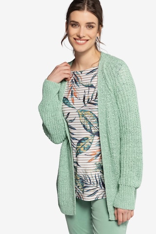 Gina Laura Knit Cardigan in Green: front