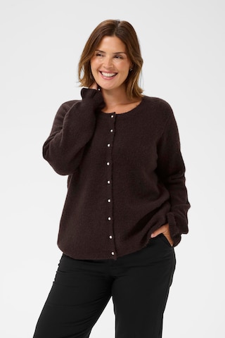 KAFFE CURVE Knit cardigan 'KCcirsten' in Brown: front
