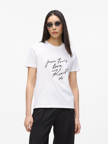 Karl Lagerfeld Μπλουζάκι 'With Love' σε λευκό: μπροστά