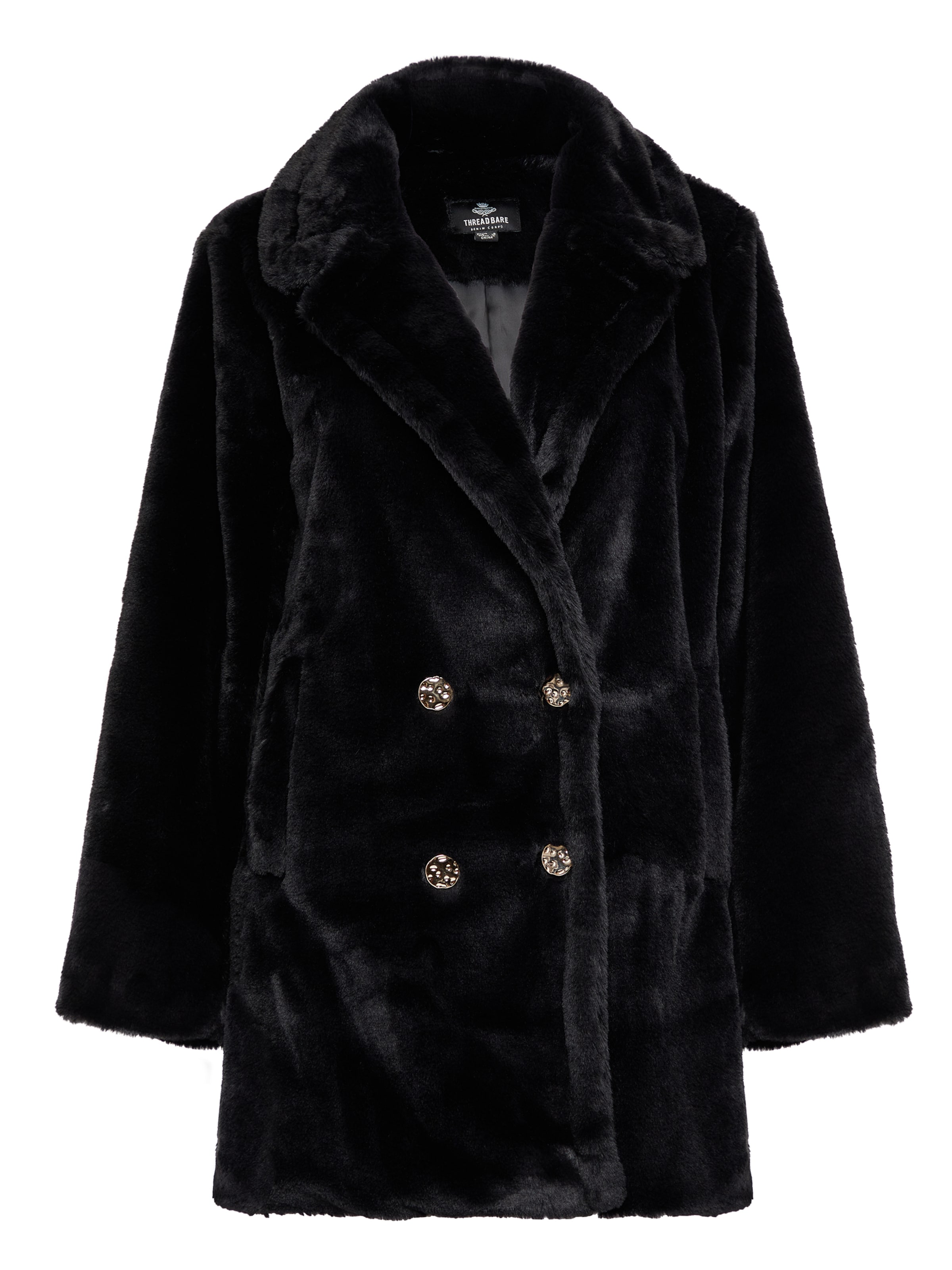 Threadbare Jacke 'Furry' in Schwarz: Vorderseite