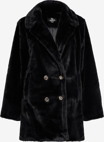Threadbare Přechodný kabát 'Furry' – černá: přední strana