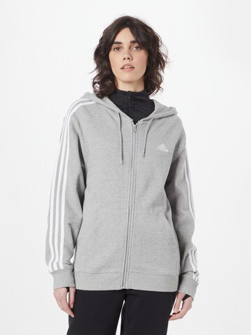 ADIDAS SPORTSWEAR Athletic Zip-Up Hoodie 'Essentials' in Grey: front