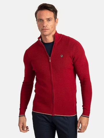 Jacey Quinn Knit Cardigan in Red: front