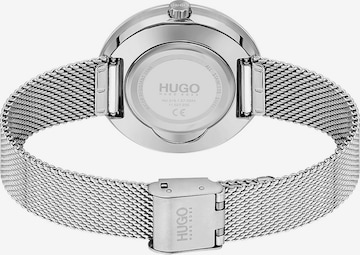 HUGO Red Analog Watch in Silver