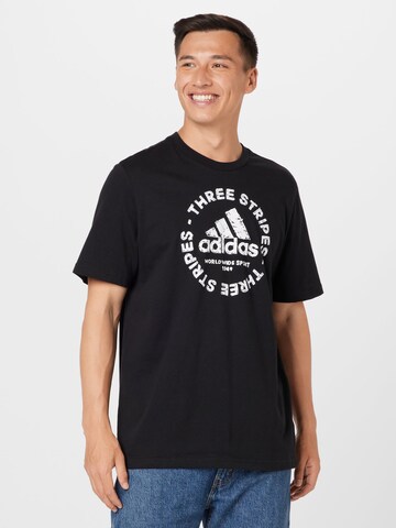 ADIDAS SPORTSWEAR Funkční tričko 'Sketch Emblem Graphic' – černá: přední strana
