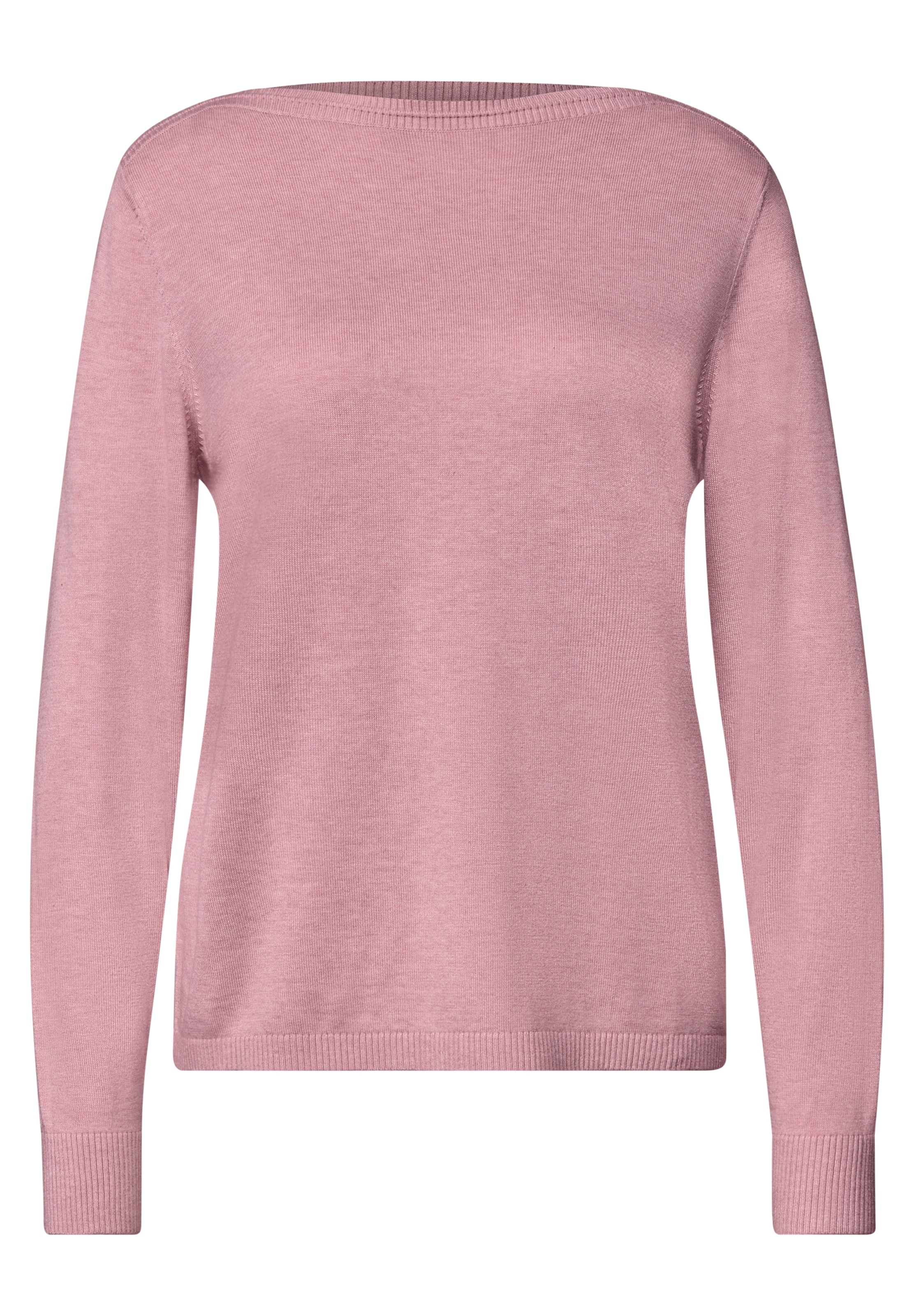 STREET ONE Basic Pullover mit U-Boot-Ausschnitt in Pink: Vorderseite