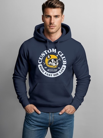 Neverless Sweatshirt 'Racing Cat' in Blue