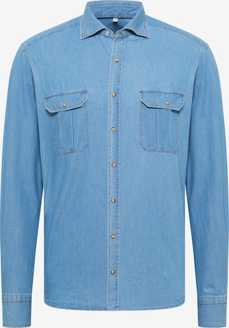 ETERNA Regular fit Zakelijk overhemd in Blauw: voorkant