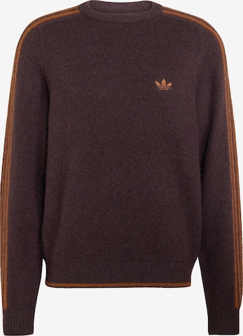 Pullover '3 STRIPES FLUFFY KNIT CREW' di ADIDAS ORIGINALS in marrone: frontale