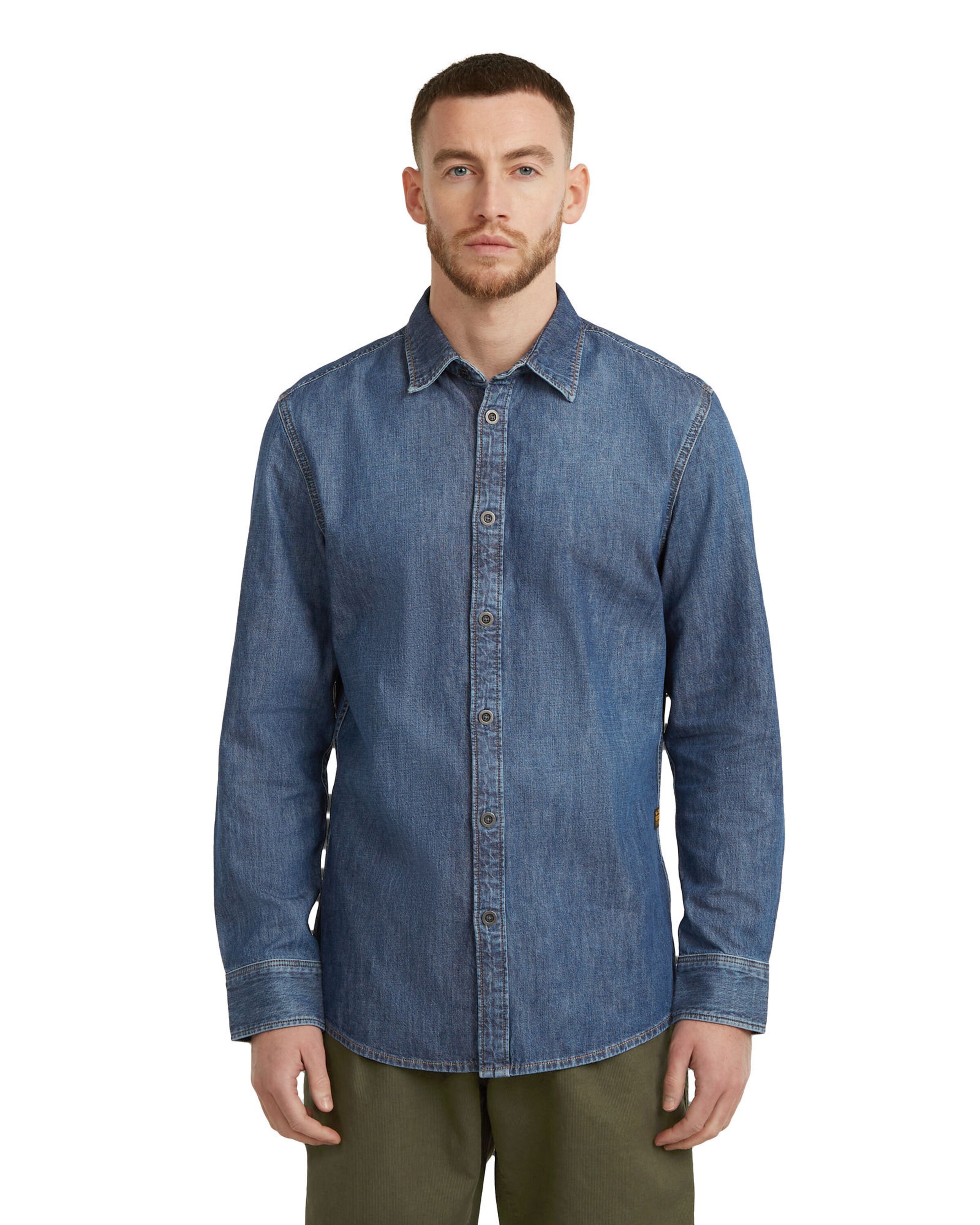 G-STAR Regular fit Button Up Shirt in Blue: front