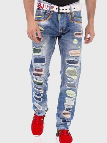 Coupe slim Jean CIPO & BAXX en bleu : devant
