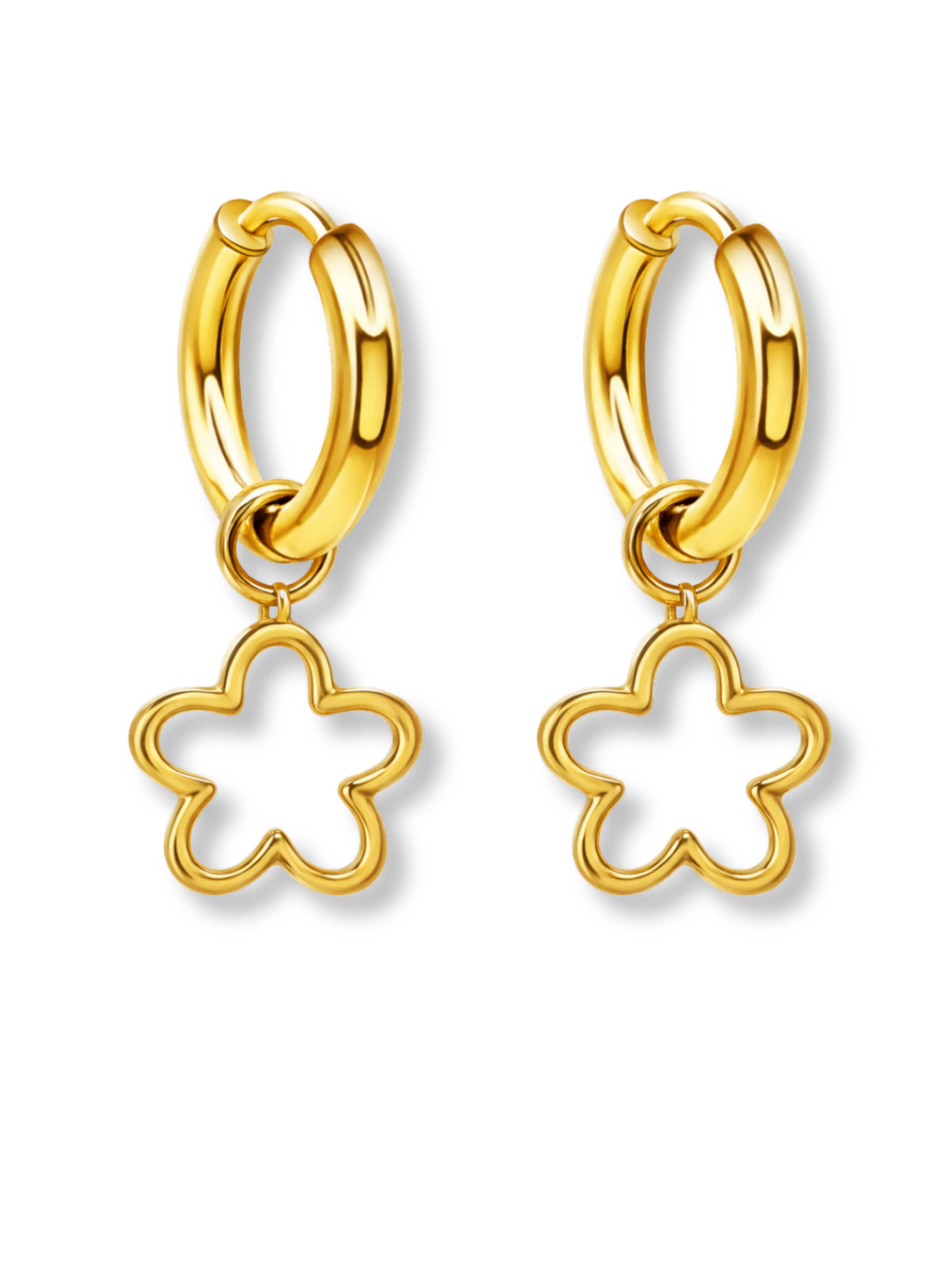 Pure Schmuck Oorbellen 'Clover Twilight' in Goud: voorkant