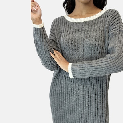 Elara Knitted dress in XS-XL in Dark grey / White, Item view