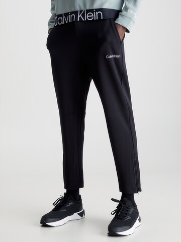 Calvin Klein Sport Tapered Workout Pants in Black: front