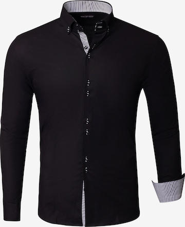 Reslad Slim Fit Hemd 'RS7117' in Schwarz: Vorderseite