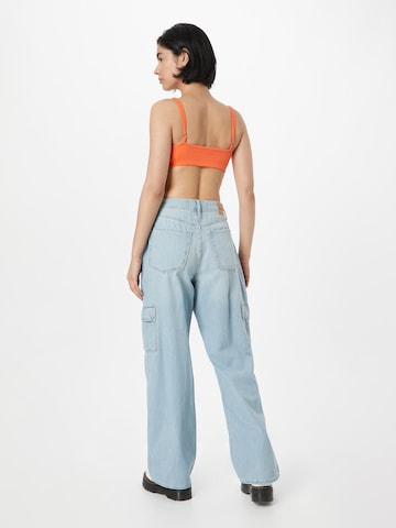 HOLLISTER Wide leg Cargojeans in Blauw